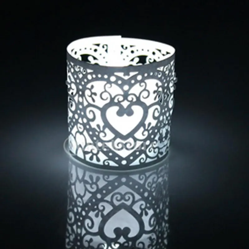 6pcs/lot Heart Shape Wedding Decoration Tea Light Holder Laser Cut