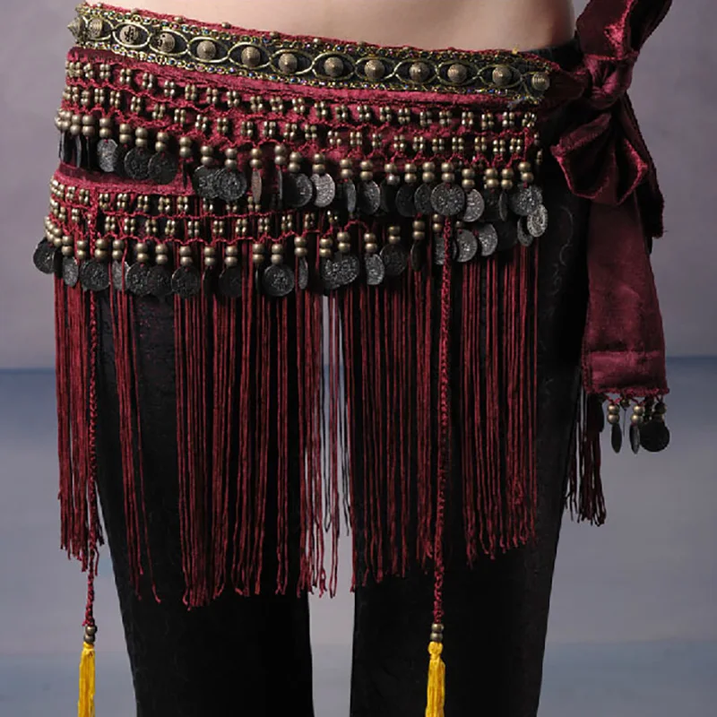 

Women Belly Dancing Classical Fringe Tribal Scarf Skirt Belly Dance Hip Scarf Tassel Belt