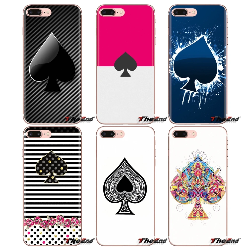 ACE poker spade For Sony Xperia Z Z1 Z2 Z3 Z5 compact M2 M4 M5 C4 E3 T3 XA Huawei Mate 7 8 Y3II Transparent Soft Cases Covers |