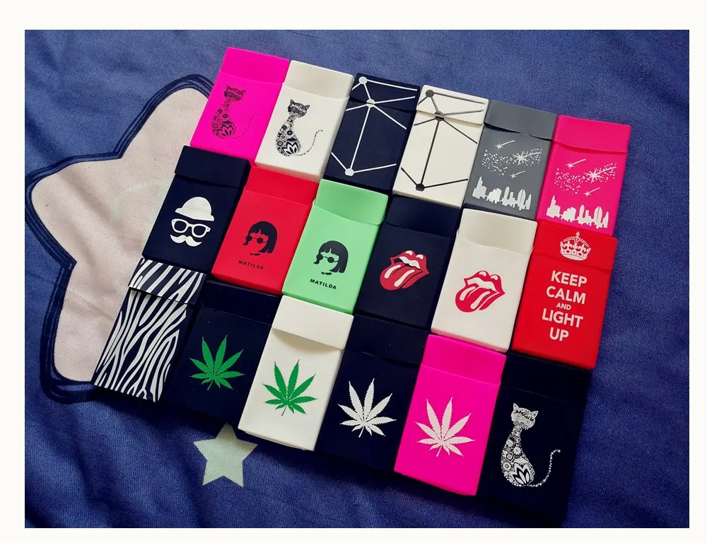 

Women's New Soft Cover for 100's Slim Cigarette Case Girl Keep Calm Flower Cat Rolling Stones Cigarette Box for Lady