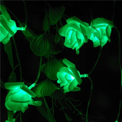 YIYANG 2 м 20LED Свадебные розы влюбленные Дата цветок световые гирлянды AA батарея Рождество фестиваль вечерние декоративные огни Lumiere Rosa - Испускаемый цвет: Зеленый