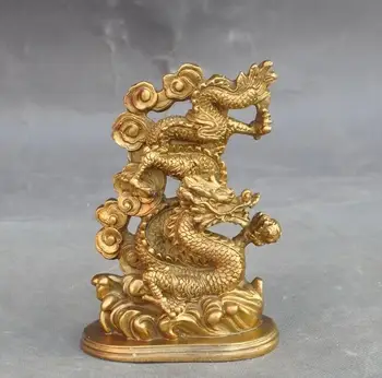 

Lucky Chinese Fengshui Brass Zodiac Year Dragon Play Bead Success Wealth Statue