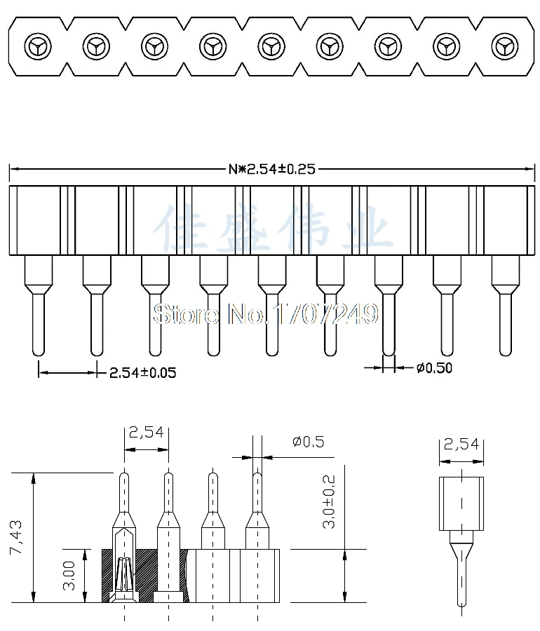encabecamento unica linha 40pin buraco redondo femea 04