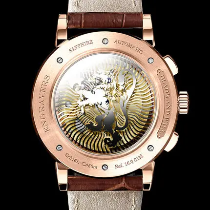 LOBINNI الرجال رواج اللباس 50 متر للماء الأعمال التلقائي الميكانيكية ساعة معصم مع شهر أسبوع تاريخ 24 ساعة تنسيق-Rosegold