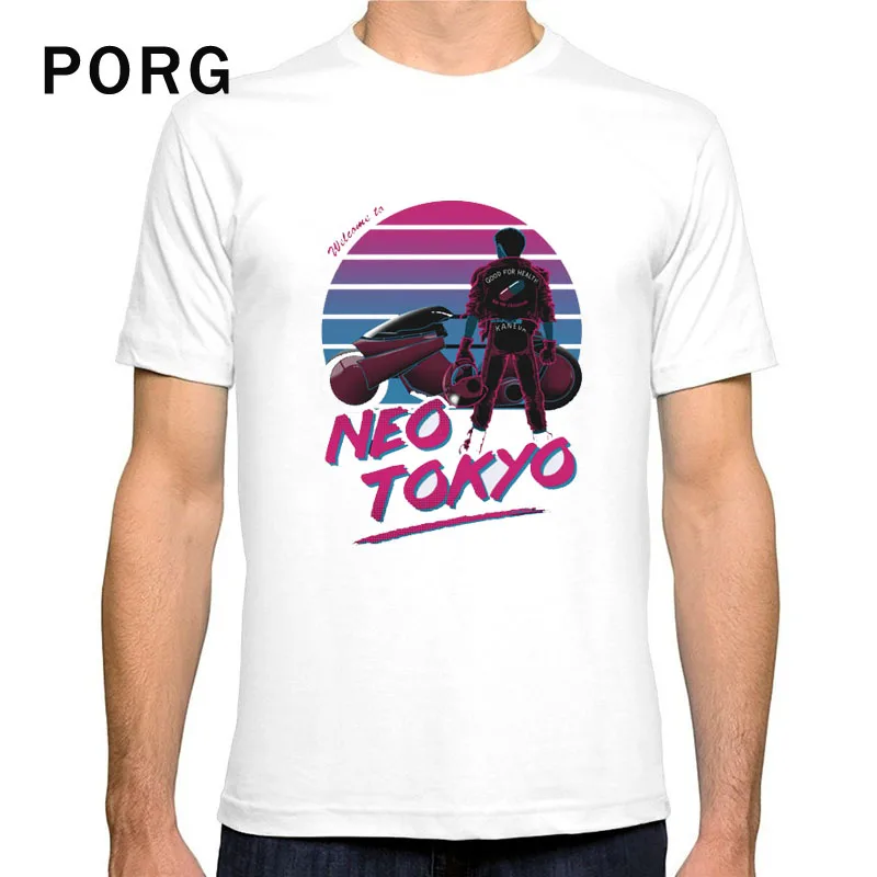 

Akira Synthwave T Shirt Casual Fashion O-neck Print tshirt Gothic White Tee Streetwear Harajuku Short Sleeve men t shirt Summer