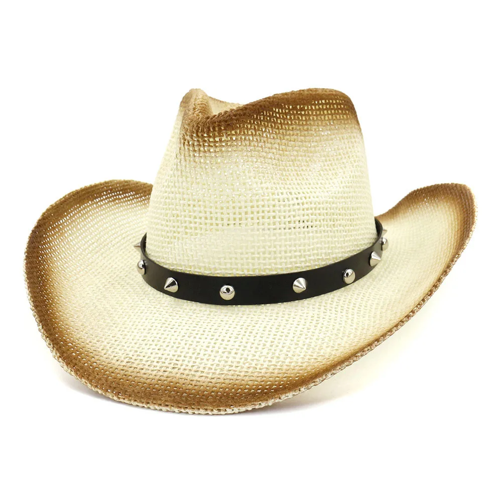 قبعات رعاة البقر الغربية قبعة الصيف قبعات من القش للرجال النساء بارد قبعة الشمس خمر بو حزام جلد مع برشام سيدة رسمت شاطئ قبعات قبعات رعاة البقر الغربية قبعة الصيف قبعات من القش للرجال النساء بارد قبعة الشمس خمر بو حزام جلد مع برشام سيدة رسمت شاطئ قبعات