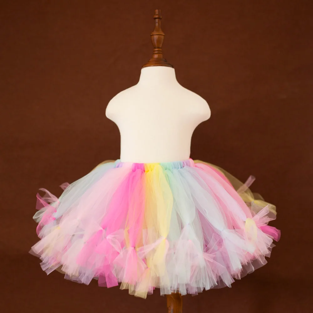 Пышная юбка-пастельная Радуга из тюля для маленьких девочек, праздничная пачка с радужным единорогом для маленьких девочек, пышная пачка для дня рождения