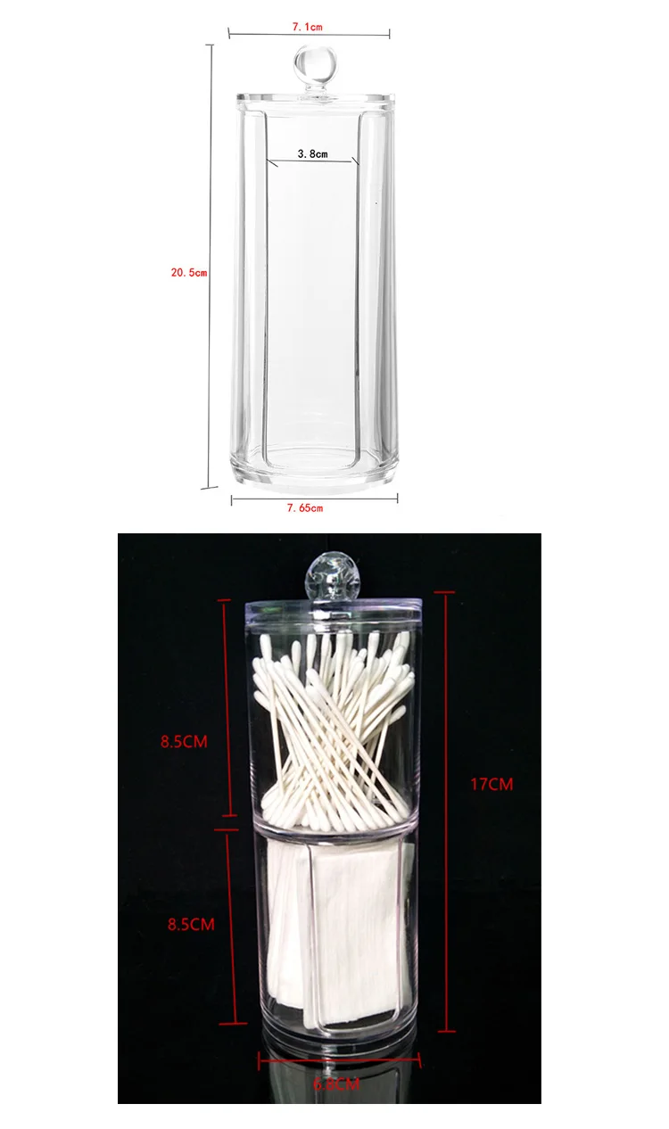 Акриловый Многофункциональный Круглый Qtip контейнер для косметики макияж хлопок блокнот-органайзер коробка для хранения ювелирных изделий держатель и банки для конфет
