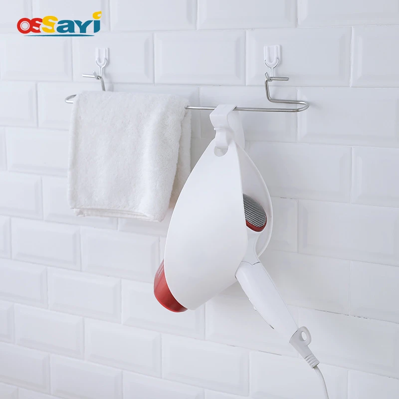 Bathroom Hair Dryer Holder Racks Shelf Plastic Hanging Hooks Cupboard