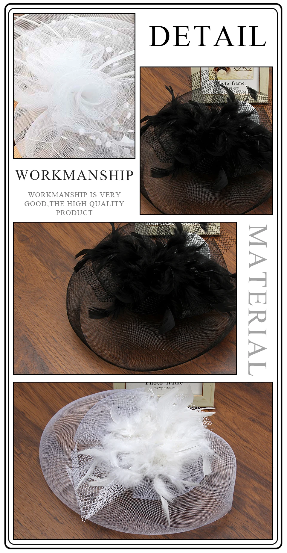 Haimeikang винтажная шляпа Hairpain женские перьевые свадебные аксессуары для волос Коктейльная Свадебная вечеринка церковный головной убор шикарный чародей
