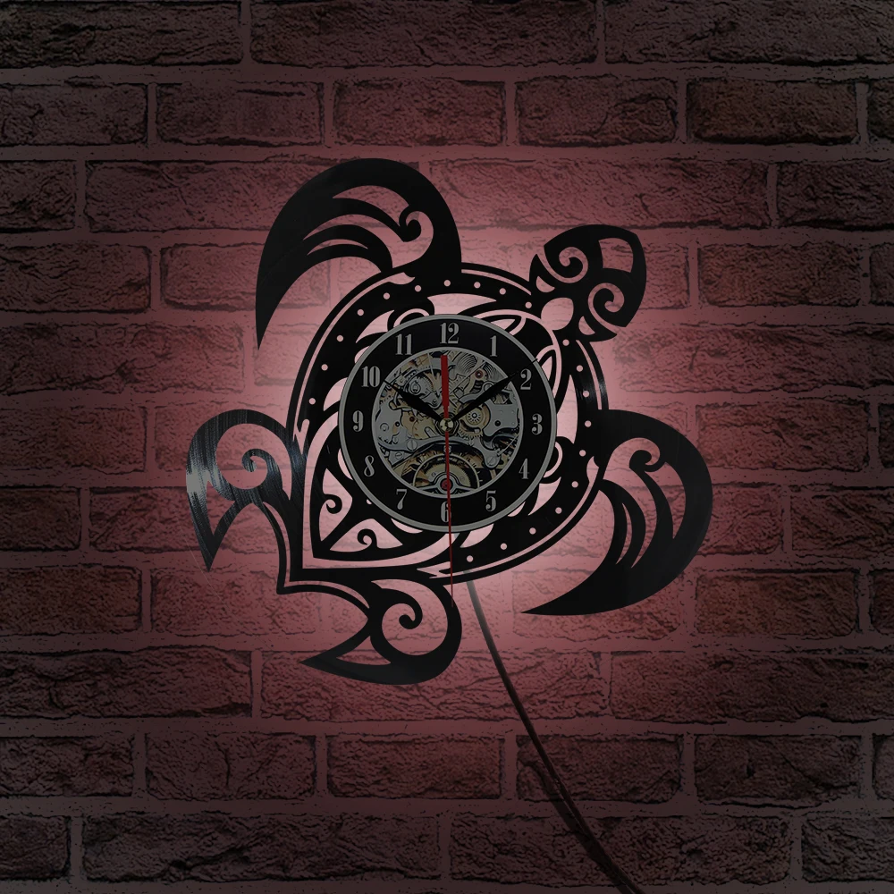 7 color Led Light Wall Clock Backlight Vinyl Clocks Color Changing Home Decor Night Lamp in LED