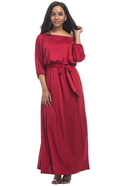 Fashion Women Half Lantern Sleeve Maxi 