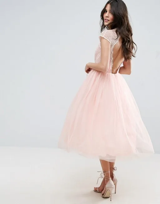 midi tulle prom dress
