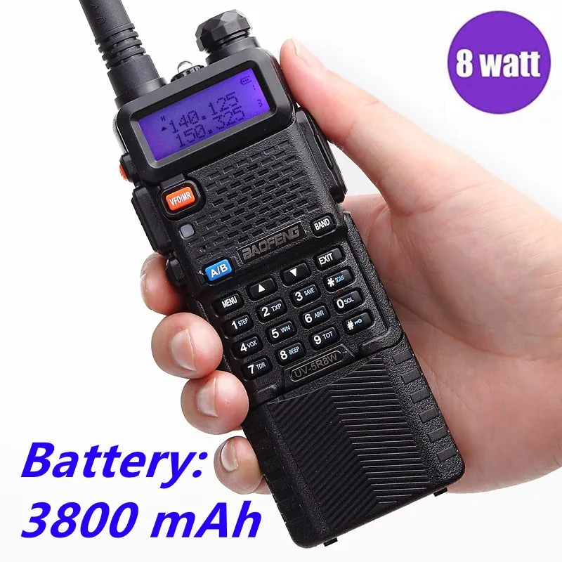 

BaoFeng UV-5R 8Watts powerful Walkie Talkie 3800mah 10KM long range vhf/uhf 8w Two way CB radio Portable uv5r hiking hunting