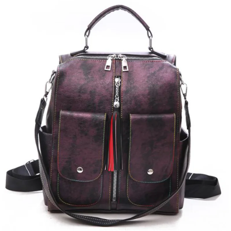

Pu Female Bag Retro Large Capacity Student Bag Travel bag