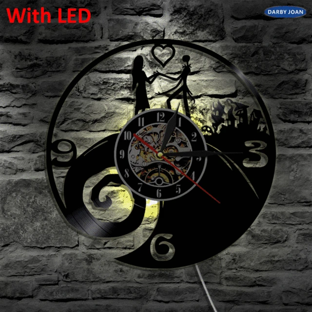 nightmare before christmas silhouette vinyl clock led backlight modern cool interior decorative lamp vintage illuminated - Nightmare Before Christmas Clock nightmare before christmas silhouette vinyl clock led backlight modern cool interior decorative lamp vintage illuminated - Nightmare Before Christmas Clock