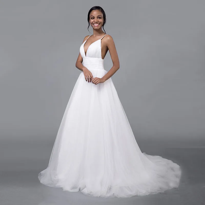 Eightree Strand Tule Trouwjurken Backless Spaghetti Strap Pleats Prinses Sexy Bruidsjurk Hoge taille Trouwjurk Bruid Eightree Strand Tule Trouwjurken Backless Spaghetti Strap Pleats Prinses Sexy Bruidsjurk Hoge taille Trouwjurk Bruid