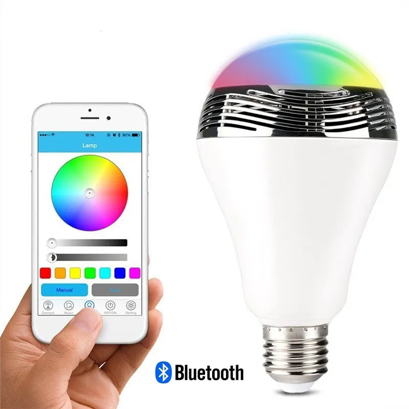 

E27 6W LED RGB Bulb Lamp Wireless Bluetooth 4.0 RGBW Smart LED Light with Dimmable Multicolor Audio Music Speaker