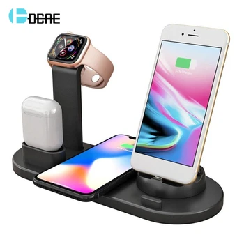 

4 in 1 Wireless Charger Stand For iPhone 11 8 XS XR Apple Watch Airpods Pro 10W Qi Fast Charging Dock Station for Samsung S10 S9