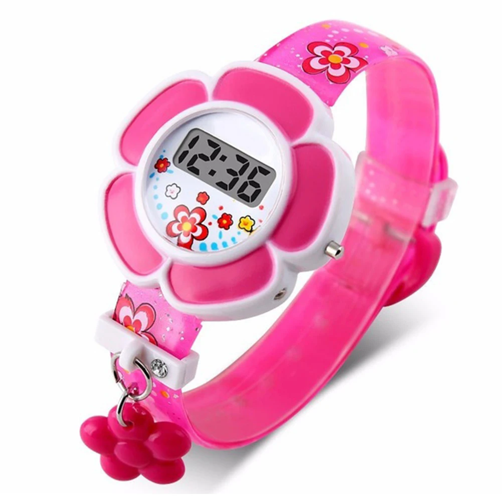 Cute Kids Watches Flower Lovely Children Watches Cartoon Silicone Digital Wristwatch For Boys Girls Wrist Watches Relogio Gift