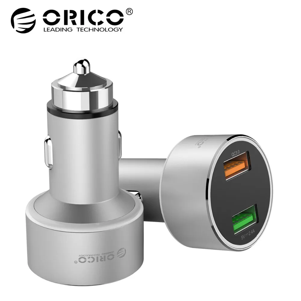 

ORICO QC3.0 Car Charger 30W Max Dual USB Car-charger Mobile Phone Charger for Power Bank Mobile Phone Tablet GPS
