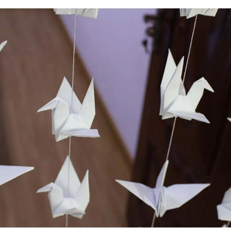 10 шт. струны ручной работы бумажный кран Свадебные украшения день рождения украшения помолвки белый оригами кран Вечерние