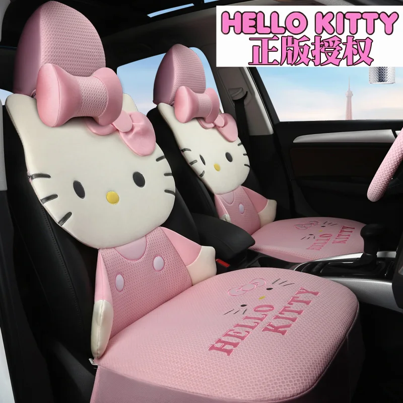 Женская одежда для девочек на все сезоны с милым мультяшным принтом «hello kitty», Шелковый Универсальный комплект для автомобильных сидений