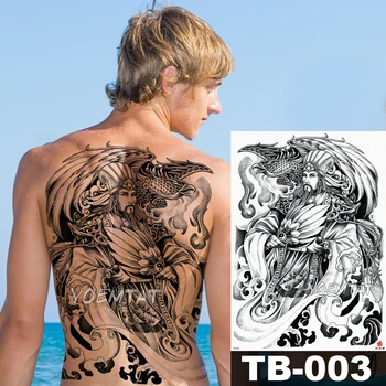 

48*35 cm samurai Wisdom Warrior large tattoo stickers waterproof temporary flash tattoo full back Phoenix body art for men wome