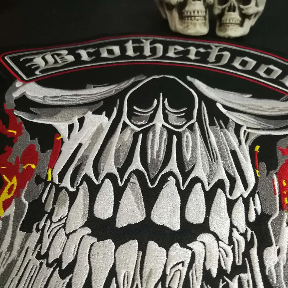 Brother Hoods of Bikers, большой размер, череп, байкер, нашивка, на заказ, вышитая, рокер, железо, на шитье, нашивка, куртка для ткани, жилет, пальто