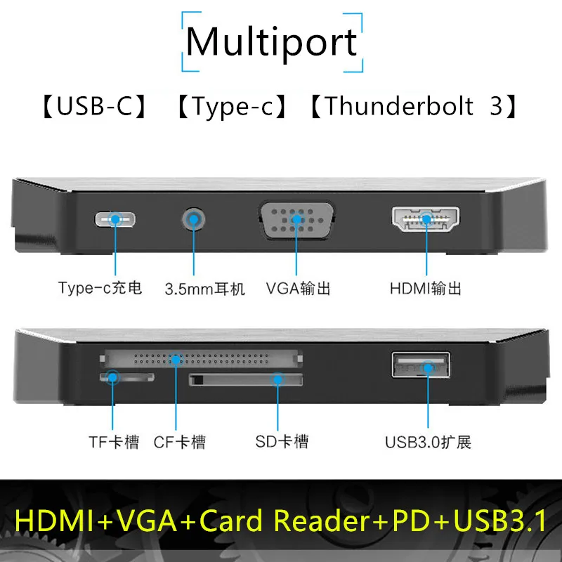 Конвертер HDMI в VGA AJIUYU для Xiaomi MiBook Air Pro 13 3 дюйма 12 5 USB C HUB RJ45 картридер PD