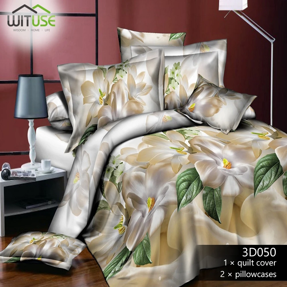 3 шт. 3D печатных цветок пододеяльник наволочка постельных принадлежностей не двуспальное стеганое одеяло «Королева» мягкая ткань для украшения семейной спальни - Цвет: Color