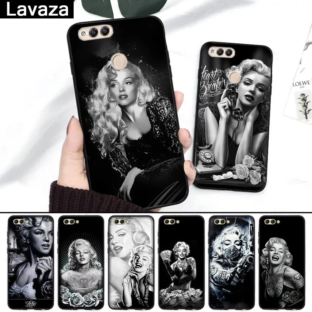 

Lavaza Black and white Monroe Pattern Silicone Case for Huawei Honor 6A 7A 3GB Pro 7X 8 Lite 8X 8C 9 Note 10