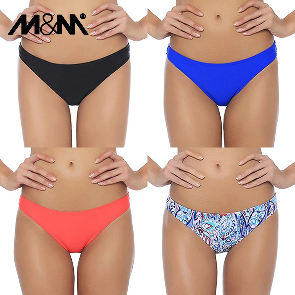 M&M 2019 Girls Sexy Low Waist Candy Colors Bikini Bottom Women Print Cheeky Small Swim Briefs Sporty Shorts B602