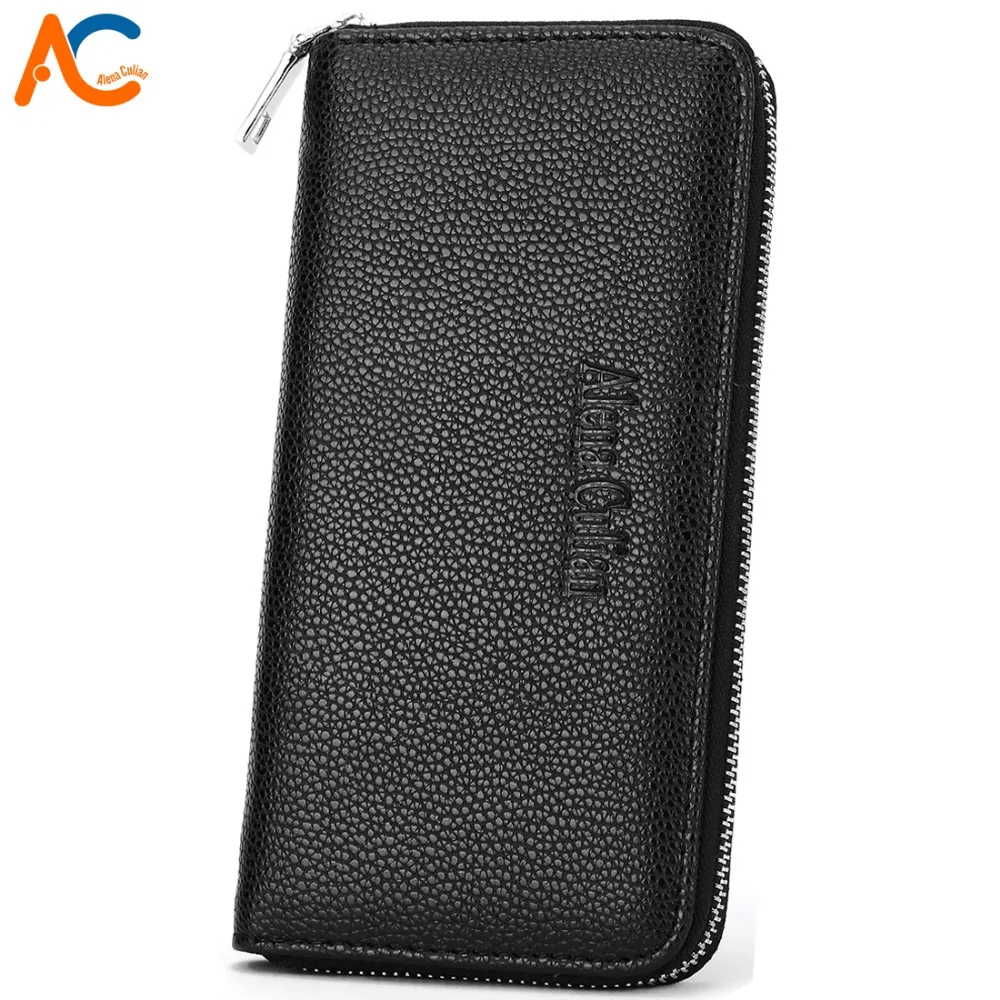

Alena Culian New Men's Leather Business Handbag Vintage Clutch Bag for Men Long Purse Bag High Quality Male Black Clutch Bags