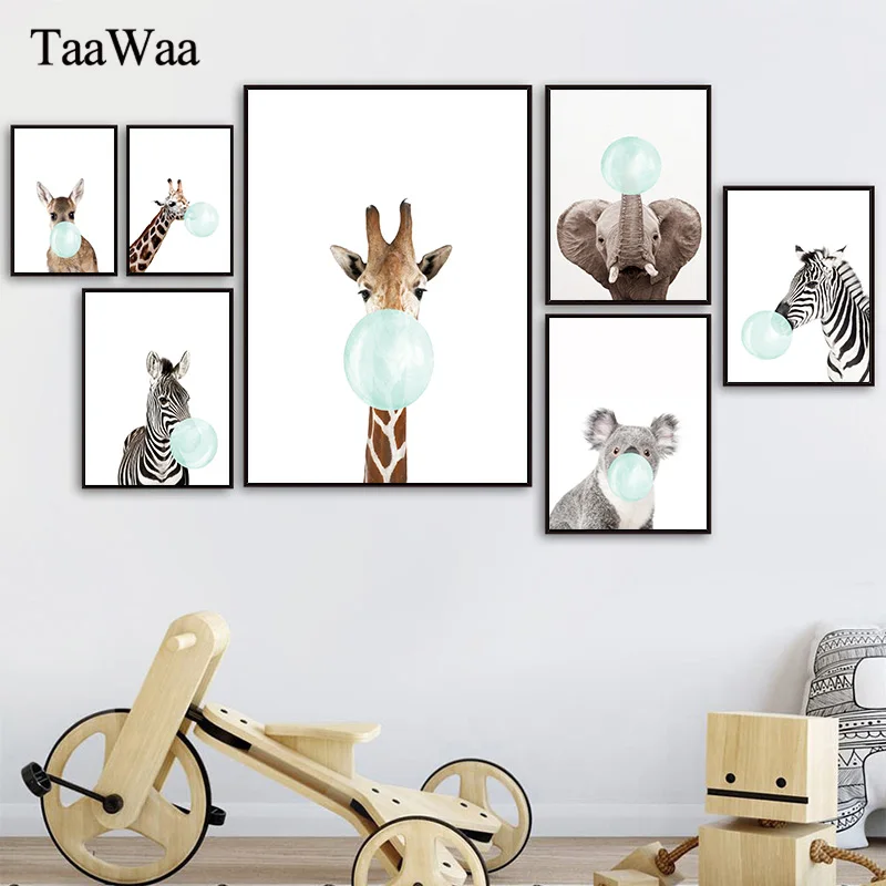 

Baby Animal Wall Art Zebra Elephant Girafe Canvas Poster Print Nursery Painting Nordic Pictures Kids Bedroom Home Decoration