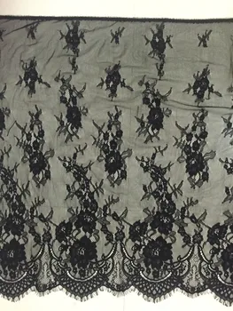 

off white cream white black gorgeous elegant fashion eyelash lace fabric, French Chantilly lace (1pc= wide 75cm X length 300cm)