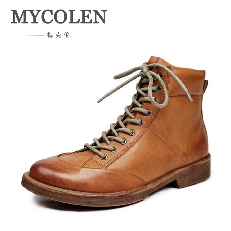 Brun 2018 En Marque De Lacent Mycolen Chaussures marron Bottes Chaussure D'hiver Cheville Cuir Confortable Noir Hommes Mode Homme rBeoQdECxW