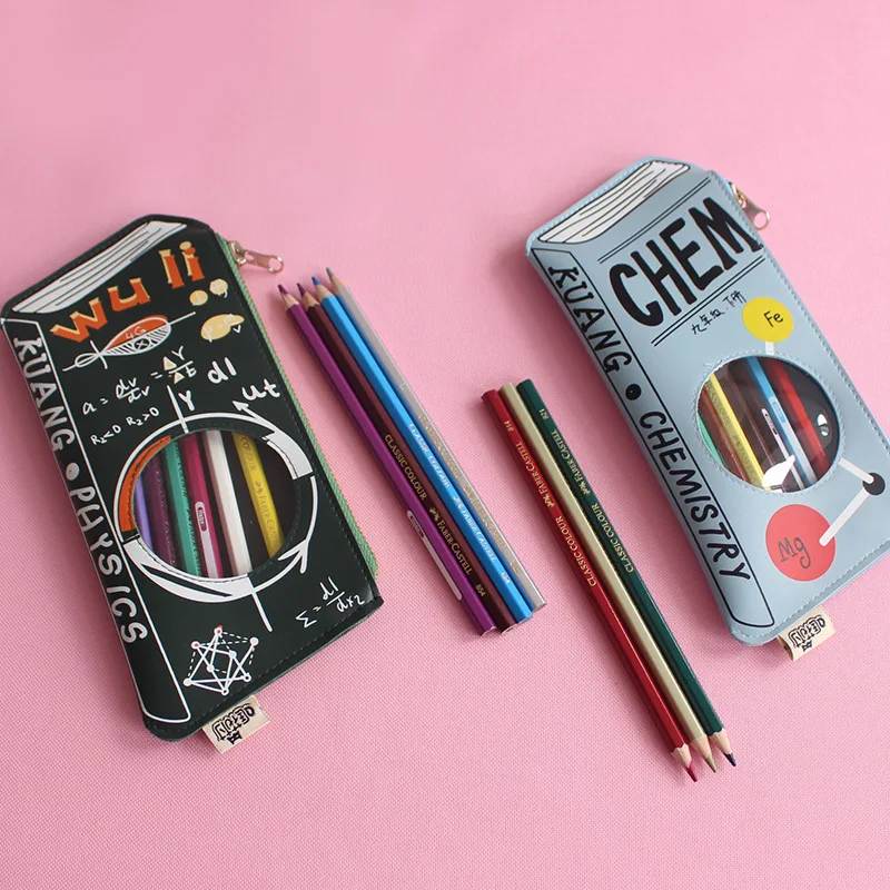 

Cartoon Leather Cute Pencil Bag Women Makeup Bag Case Pocket Stationery School Supplies For School Student Girls Make Up Case