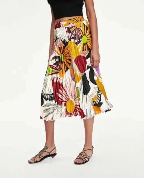 Для женщин Цветочный принт юбка женская плиссированная юбка Высокая Талия Женский Повседневное пляжного отдыха Горячая Распродажа юбок