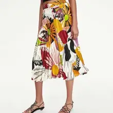 Для женщин Цветочный принт юбка женская плиссированная юбка Высокая Талия Женский Повседневное пляжного отдыха Горячая Распродажа юбок