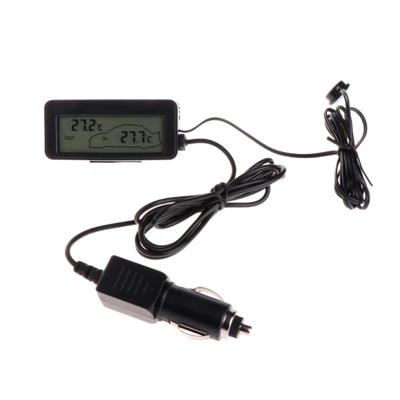 

Mini Digital Car LCD Display Indoor Outdoor Thermometer 12V Vehicles 1.5m Cable Sensor