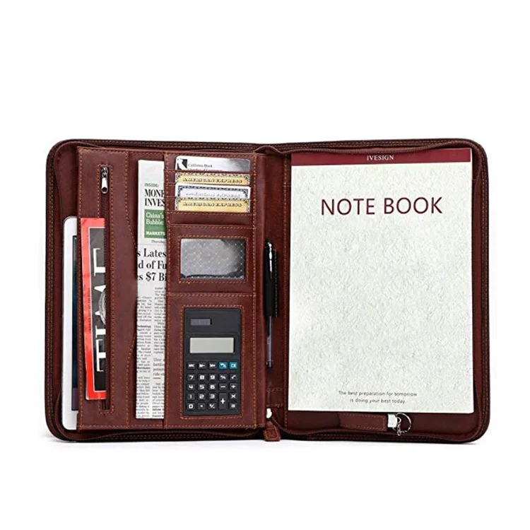 

High-end leather portfolio gift custom leather manager folder A4 leather folder A5 file package IPAD protection leather case