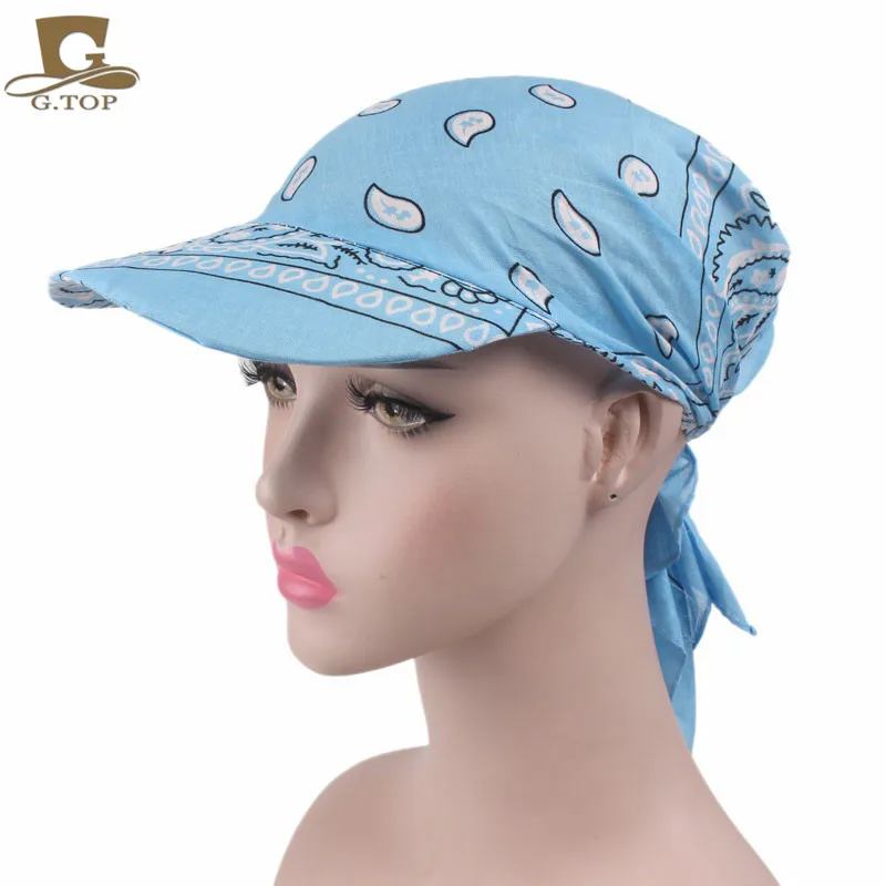 Unisex paisley Visor Pre Fitted Bandana Hat outdoor sun bandans cap