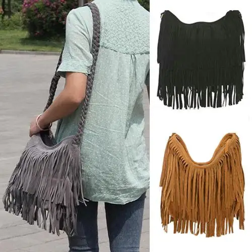 

2019 Women Fringe Tassel Suede Messenger Bag Shoulder Bag Satchel Bag 9IF8