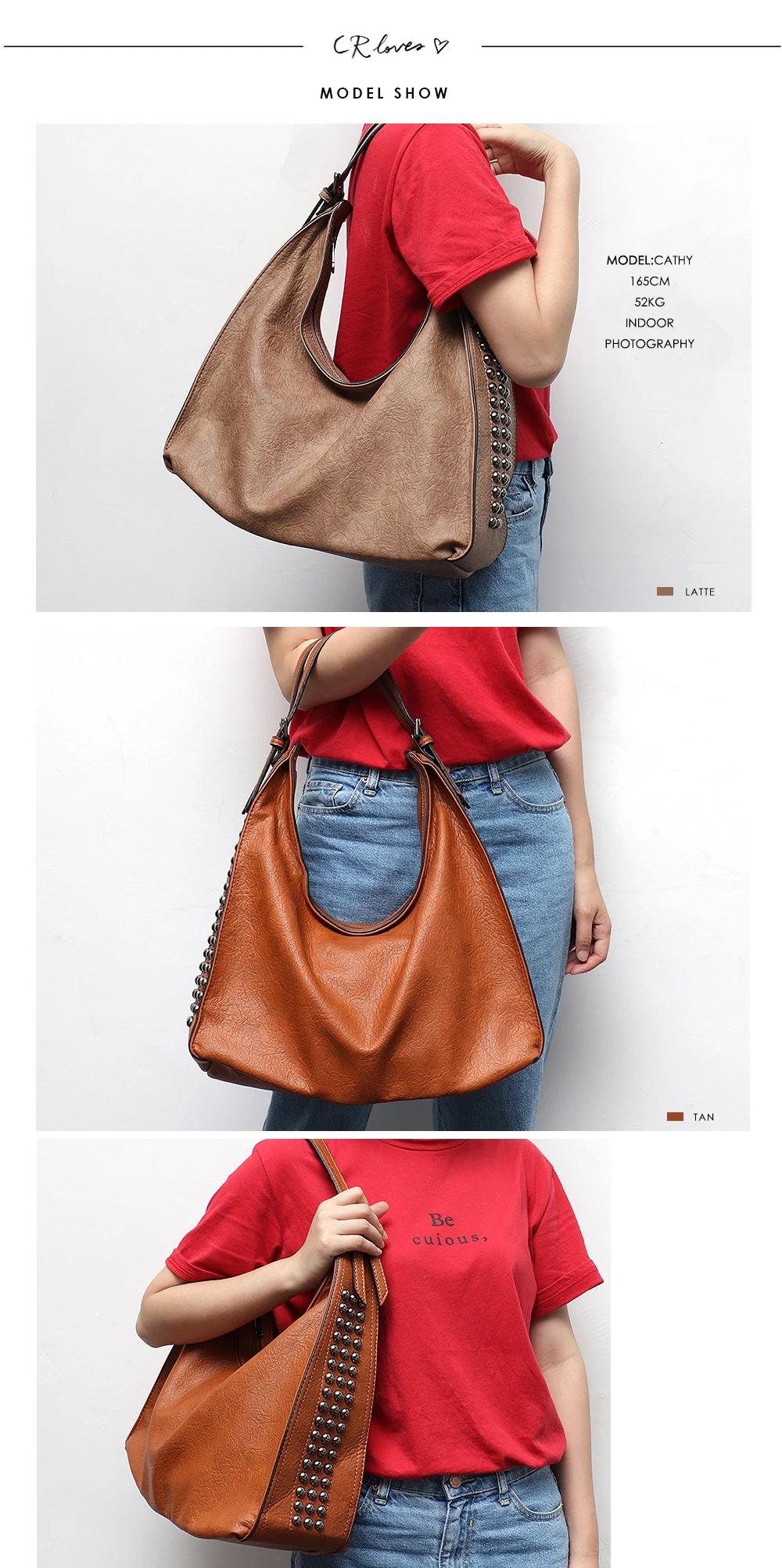 CEZIRA брендовые модные сумки через плечо для женщин дизайнерская Повседневная Большая Сумка-тоут женская сумка на молнии с заклепками из искусственной кожи Женская сумочка