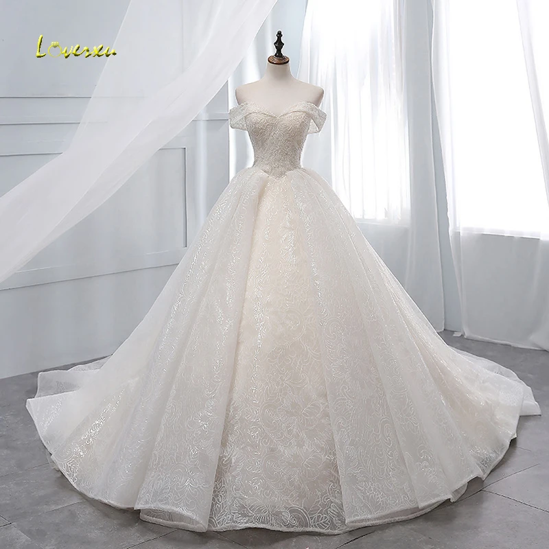 Loverxu Vestido De Noiva кружева Свадебные и Бальные платья сексуальный вырез «сердечко» Часовня Поезд из бисера жемчуга винтажное свадебное платье