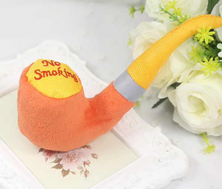 Собака жевательная игрушка плюшевая форма трубы не курить собака пищащая