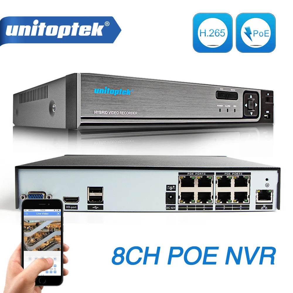 Acheter 48 v POE CCTV NVR 8CH Sécurité NVR Soutien 4*5 mp 8*4 mp POE IP caméra P2P Onvif CCTV Surveillance Réseau Vidéo Enregistreur XMEye