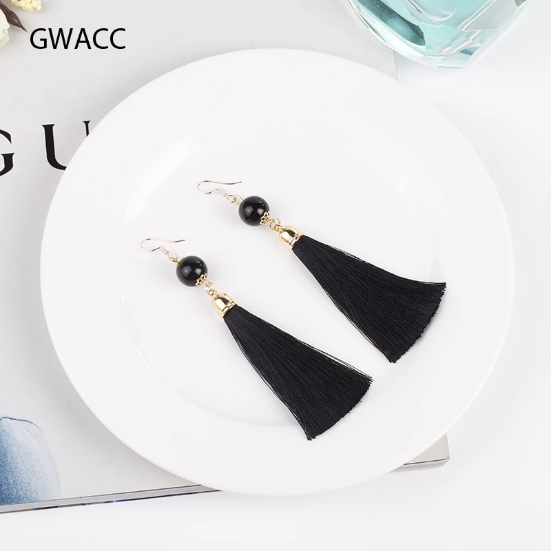 

GWACC Long Tassel Earrings with Natural Stone Drop Earrings Boho Earrings for Women Gift Jewelry Long earrings vintage Bohemian