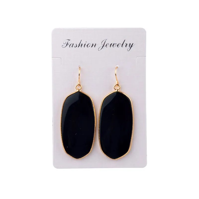 Black Purple Pink Quartz Dangle Earrings Natural Stone black onyx Earrings 1Pair Women Fashion Accessories